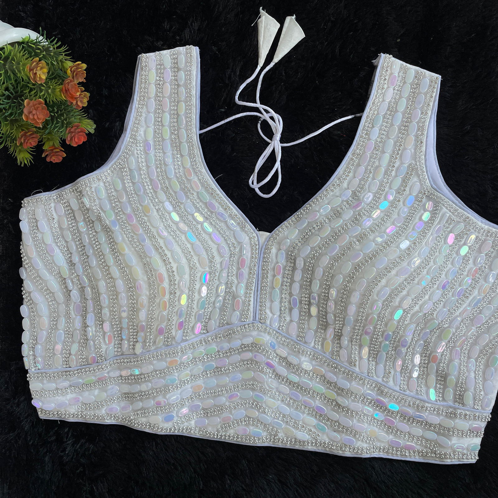 Ruhi Pearl Real Crystal Handmade Party Wear Blouse Manufacturers